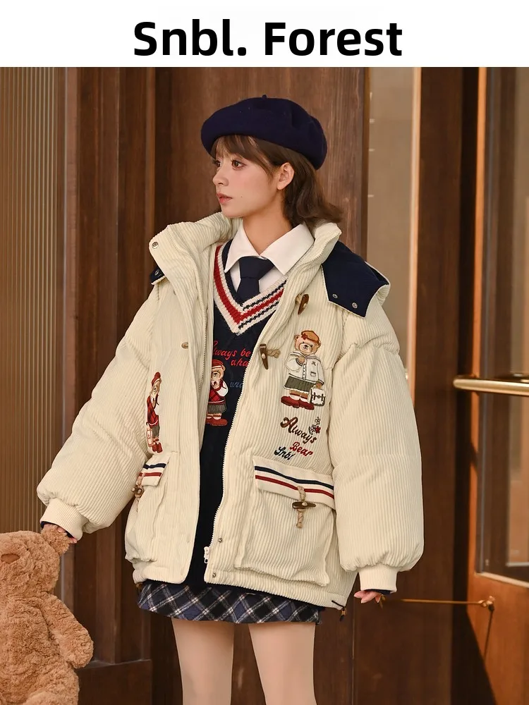 

Cute Puffy Bread Sle Cotton Jaet School orm Wind for Junior High School Girls Thi Outerwear Winter New Arrival