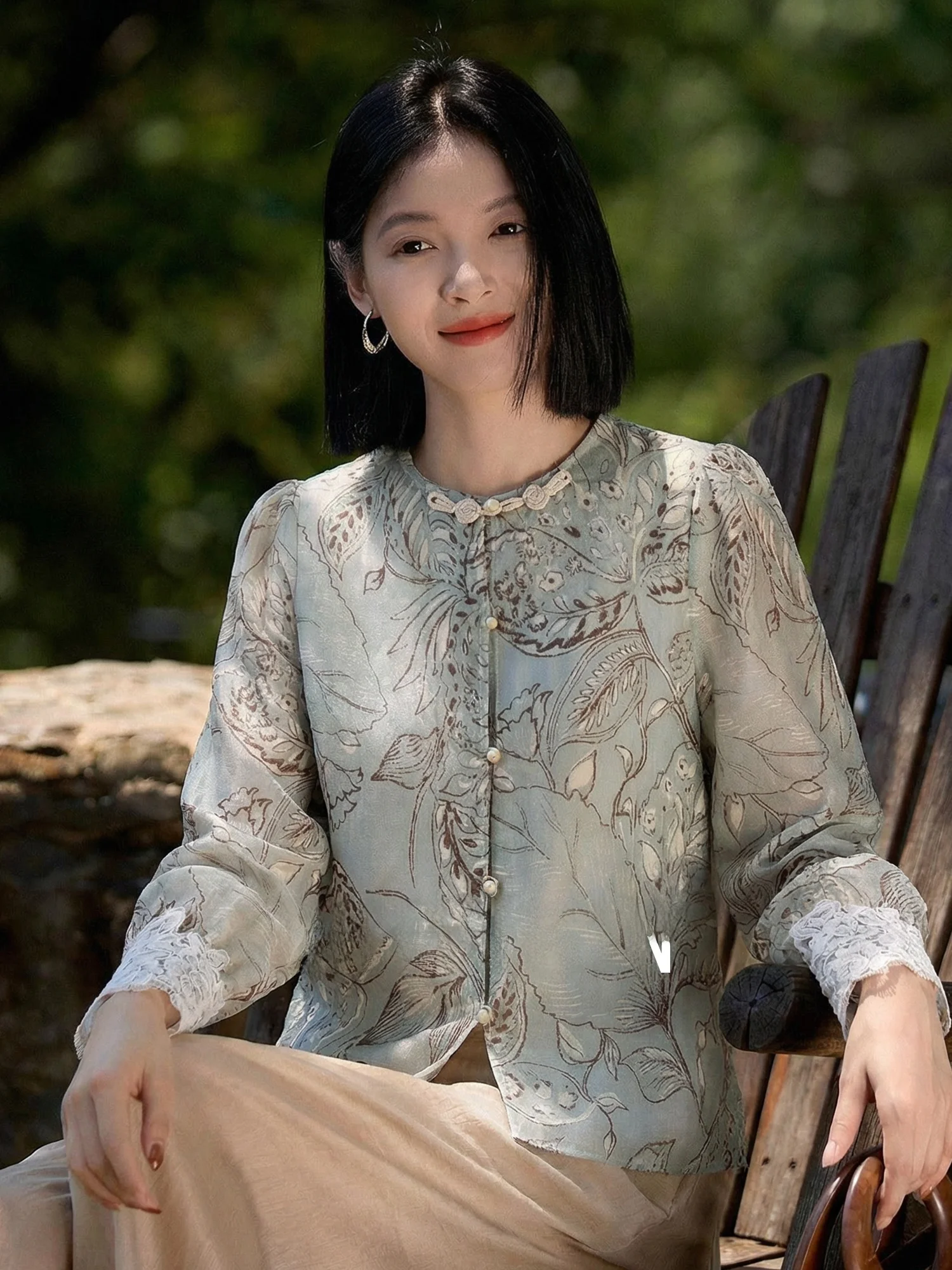 

Художественная блузка с длинными рукавами, вышивкой и кружевом из льна, женская, весенняя, с круглым вырезом, с принтом, удобная, для повседневной носки