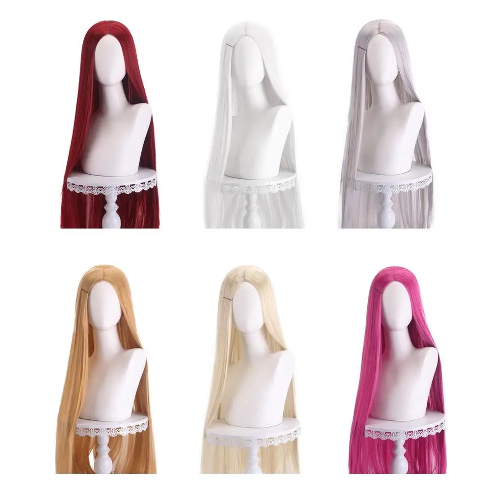 40Inch Long Straight Cosplay Wig Centre Parting - Blond/Pink/Red/Purple Heat Resistant Synthetic Hair, Perfect for Halloween Hol