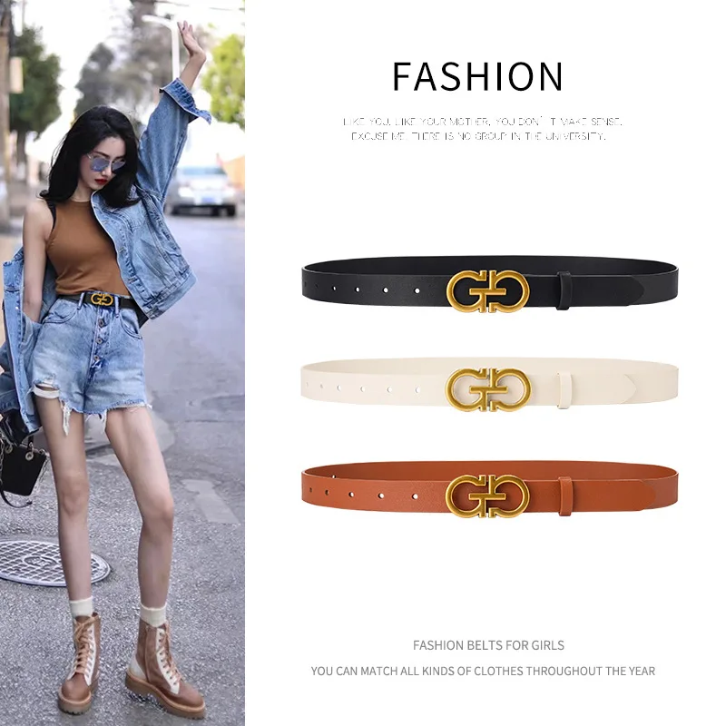 

Women's Genuine Leather Belt in Black: A Versatile and High - End Decor for Jeans, Exuding Ins - Style Fashion Trend