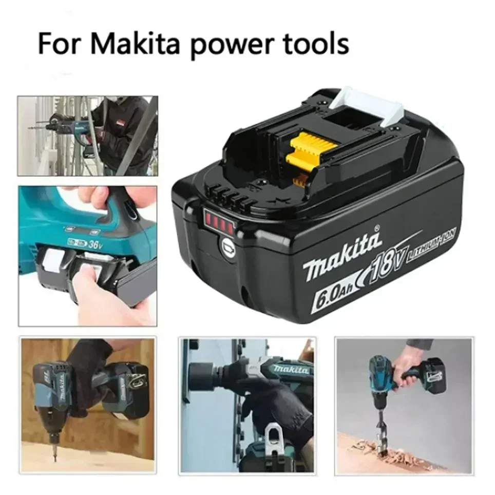 Bateria de lítio para Makita, 100% Original, 6Ah, 5Ah, 3Ah, 18V, BL1830B, BL1850B, BL1850, BL1840, BL1860, BL1815