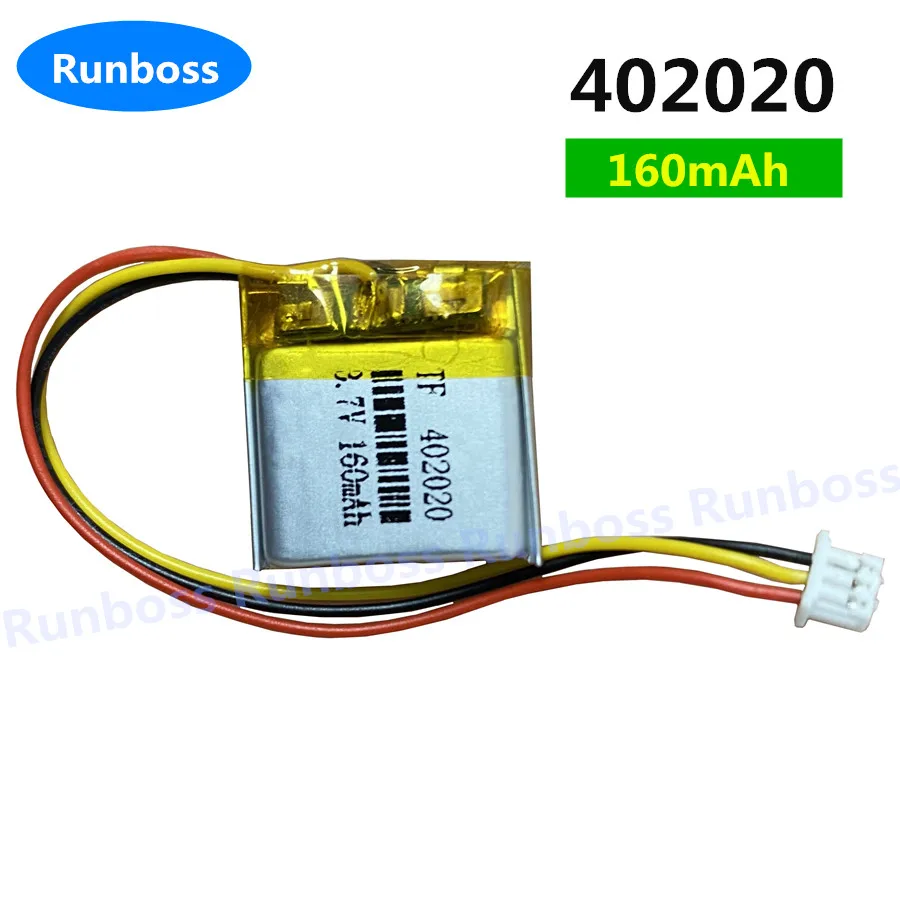 2SZT 402020   3.7V 160mAh Lipo Polymer Battery JST 3pin 1.0mm 1.25mm 1.5mm 2.0mm 2.54mm Plug For Mouse GPS Bluetooth Smart Watch