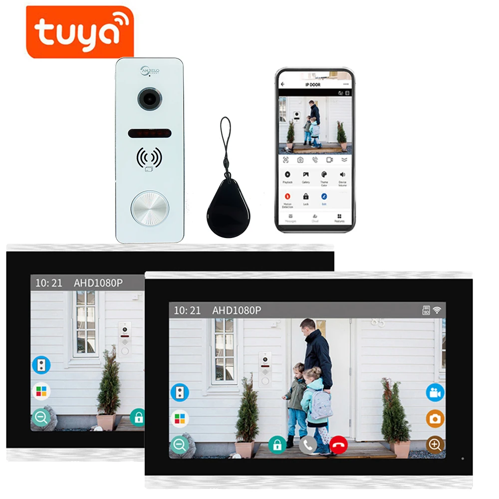 Tuya 7/10 Inch Touch Monitor Video Wifi Intercom Tuya Smart Home video doorbell System 1080P 160°Wired Doorbell Camera Full