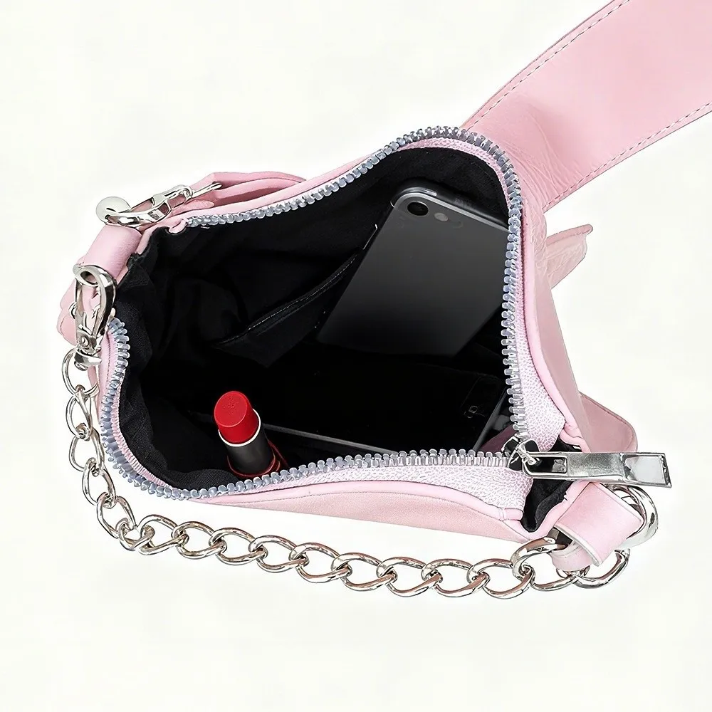 

Vintage Y2K Shoulder Bag PU Leather Silver Chain Underarm Bag Commuting Handbag Women