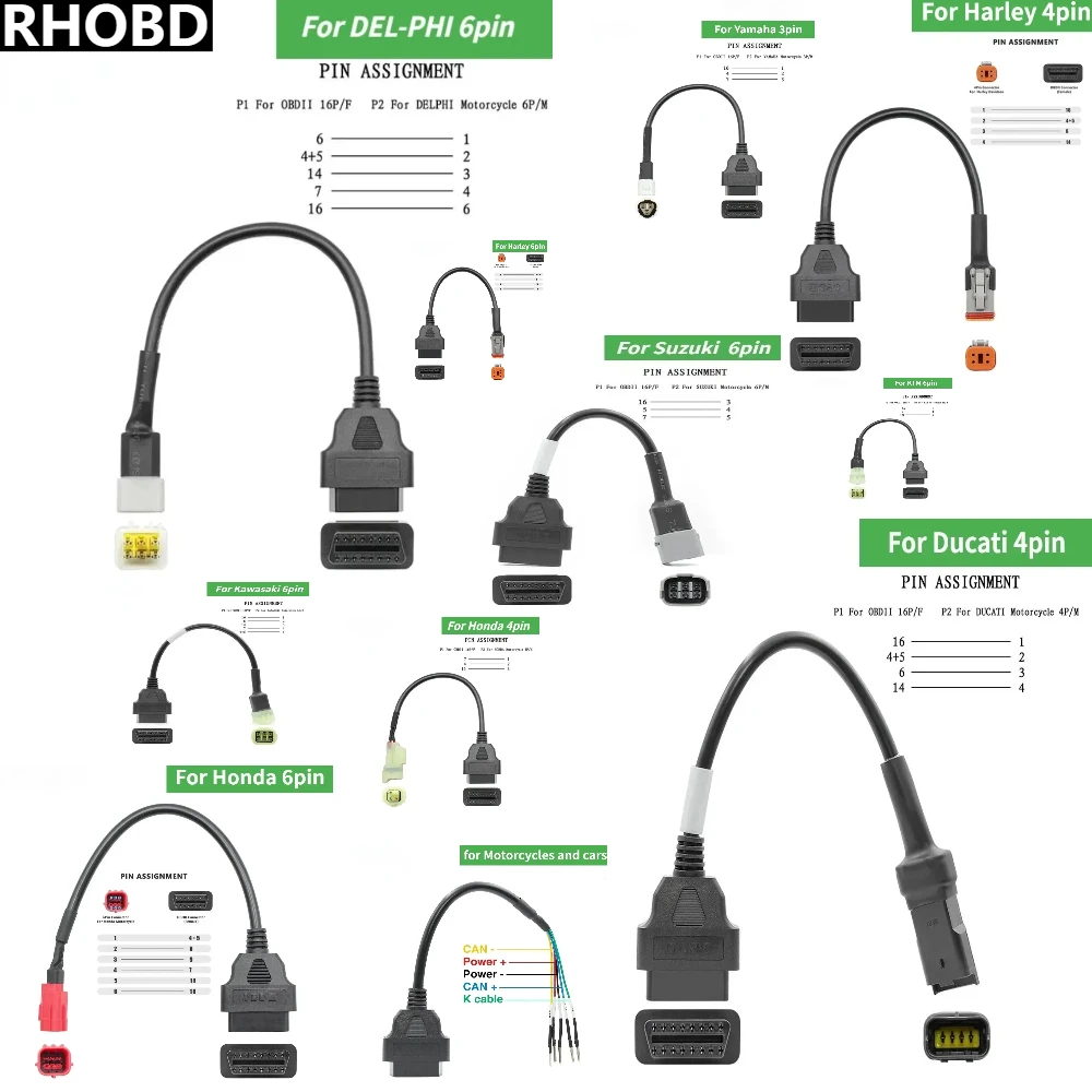 

OBD2 диагностический кабель для мотоцикла Yamaha, Honda, мотоцикла, Suzuki, Ducati, Kawasaki, инструмент для удлинительной линии OBD 2, инструмент