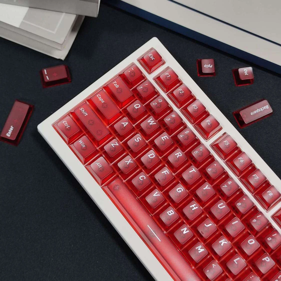 Fog Red Transparent PC Keycaps 118 Keys Double Shot Cherry Profile Key cap for Cherry Gateron MX Switches Mechanical Keyboard