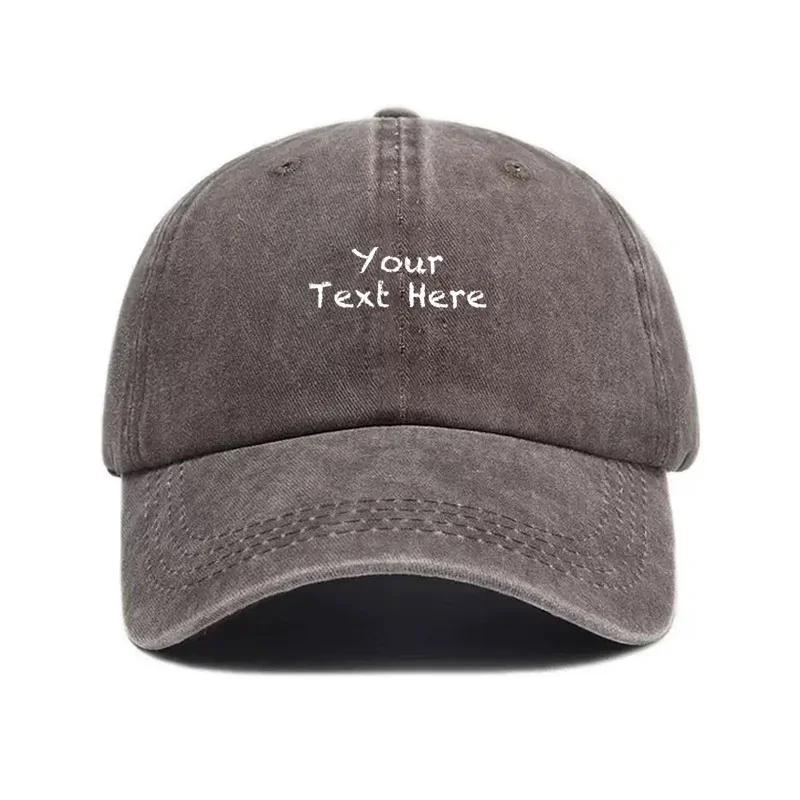 2026Customizable Text Vintage Washed Cotton Baseball Cap Adjustable Distressed Trucker Hat for Men Women Personalized Cotton Cap