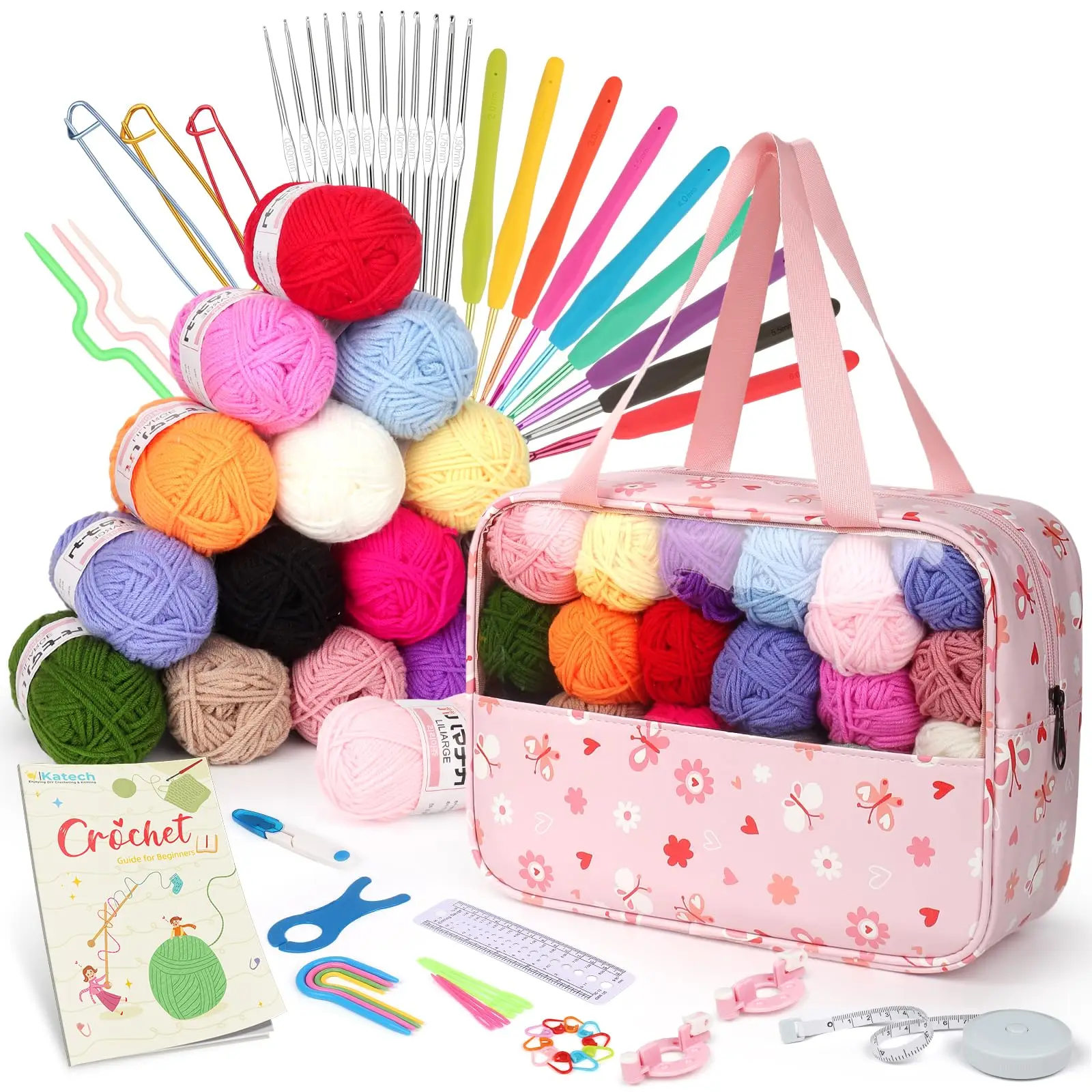 

70pcs Crochet Kit for Beginners Crocheting Crochet Hooks Set Entry-level Crochet Yarn Accessories Bag Knitting Kit Complete Knit