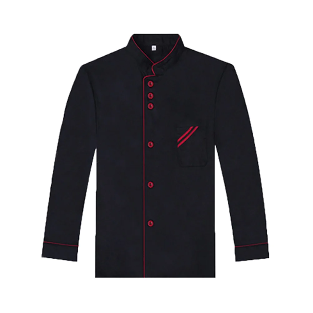 Long Sleeve Chef Jacket Unisex Black Size M Breathable Oil Proof Catering Uniform for Restaurant Hotel Coat