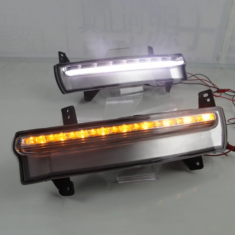 2PCS Daytime running light For Jeep Compass 2017 2018 2019 dynamic yellow turn Signal Light style Relay 12V LED car DRL fog lamp