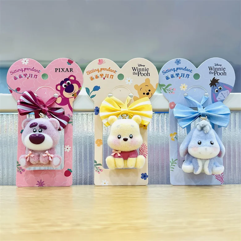 MINISO Disney Fluffy Season Happy Be Good Sit Flocking Pendant Cute Fun Cute Winnie the Pooh