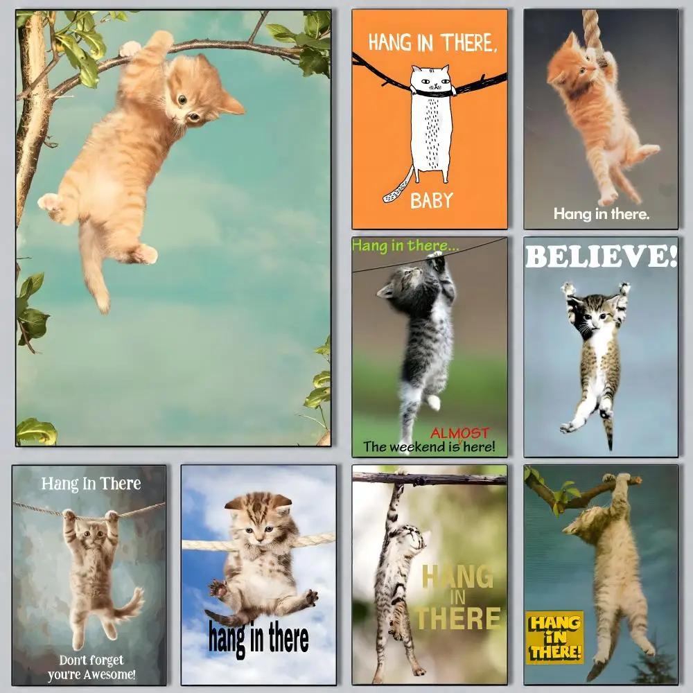 Aesthetic Wall Art Poster art Hang In There Cat Poster for Office Home Decor Interior Large Wall Picture Print