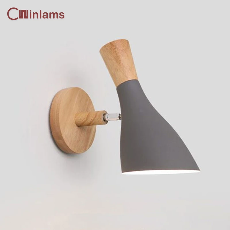 Nordic Minimalist Creative Macaron Solid Wood Wall Lamp Bedroom Bedside Living Room Study Aisle Sconce Lamp