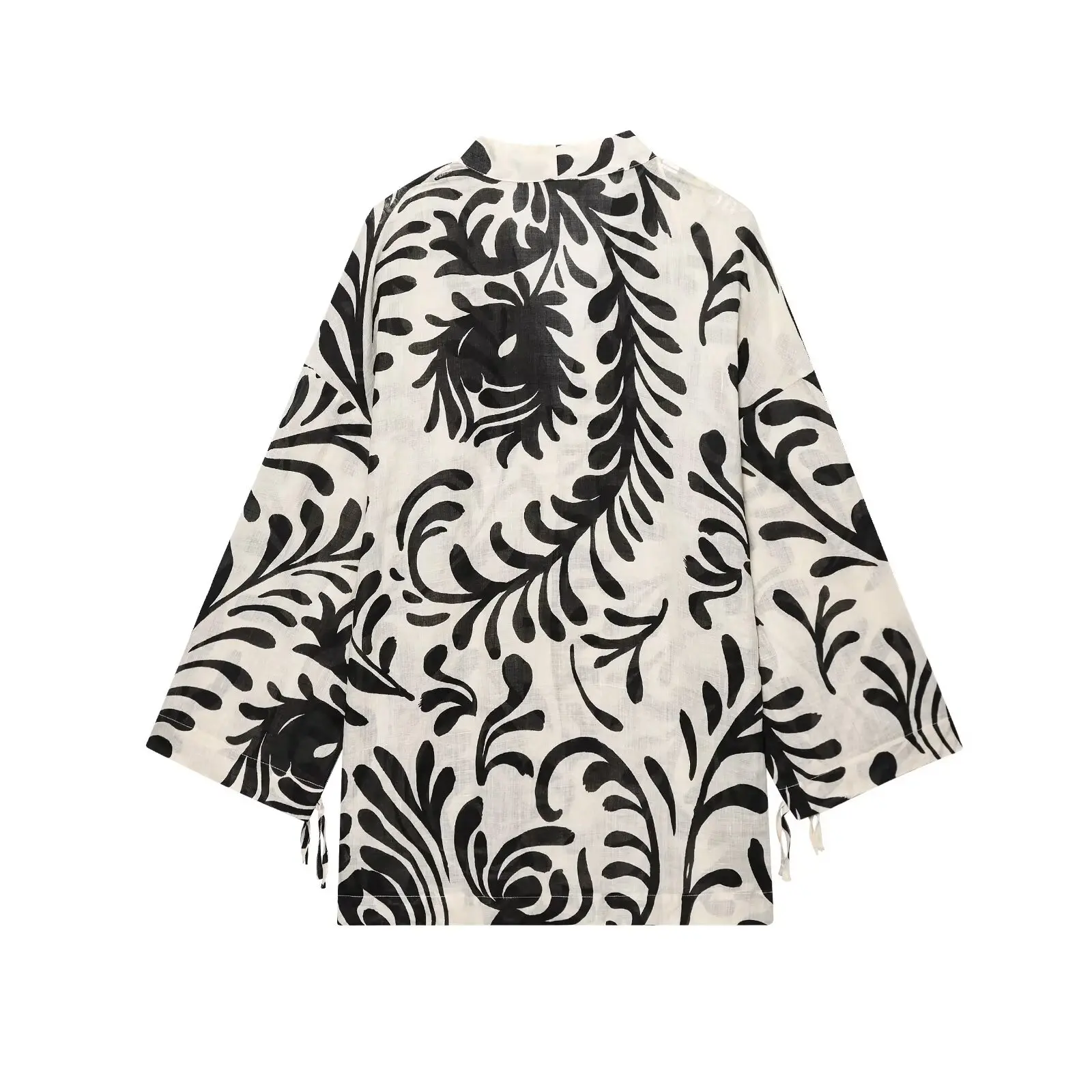2025 spring and summer new women's clothing European and American style printed long-sleeved top wide-leg pants set