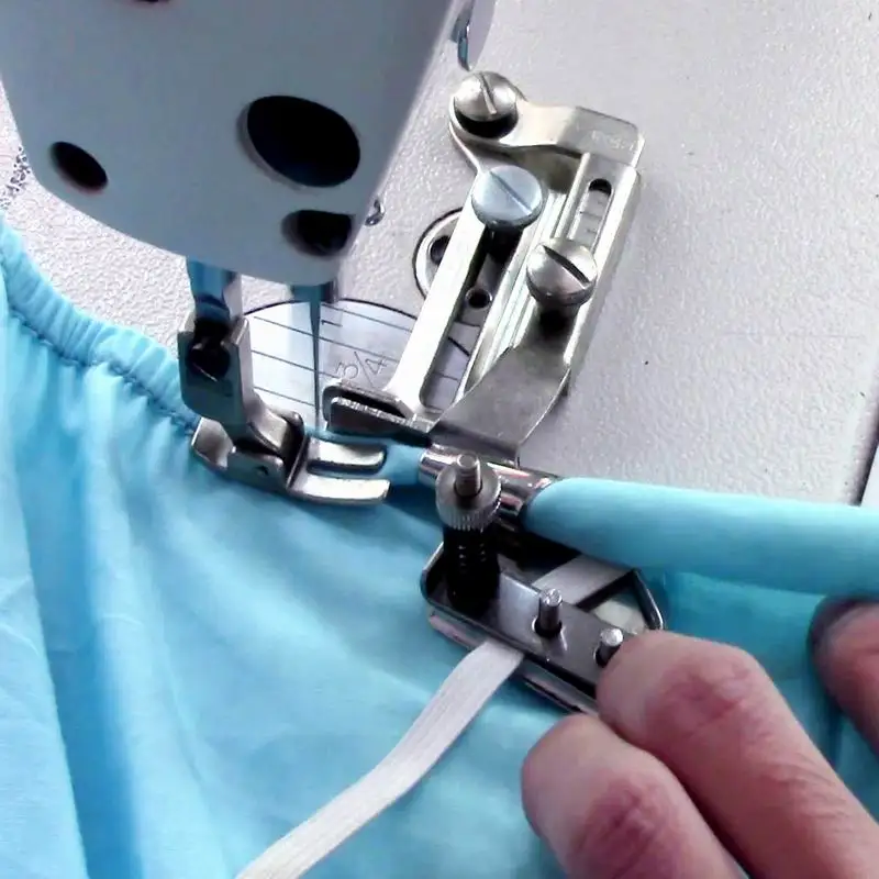 

Industrial Sewing Machine Flat Elastic Band Hemmer Slide Rubber Hemming Device Cuff and Hem Adjustable Tension Tool