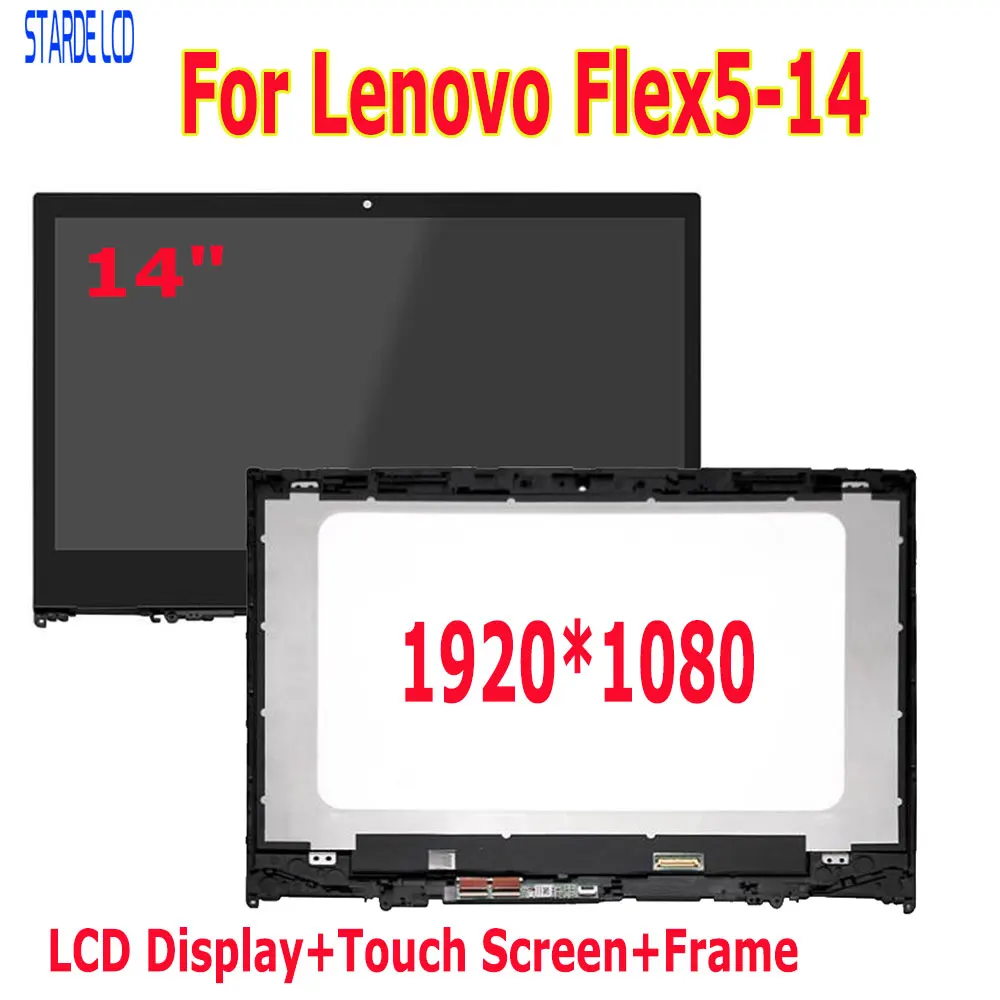 

High Qualit For Lenovo Flex5-14 Flex 5-14 F5-14 80XA000QCF 1920*1080 LCD Display Touch Screen Digitizer Assembly Frame Board 14"