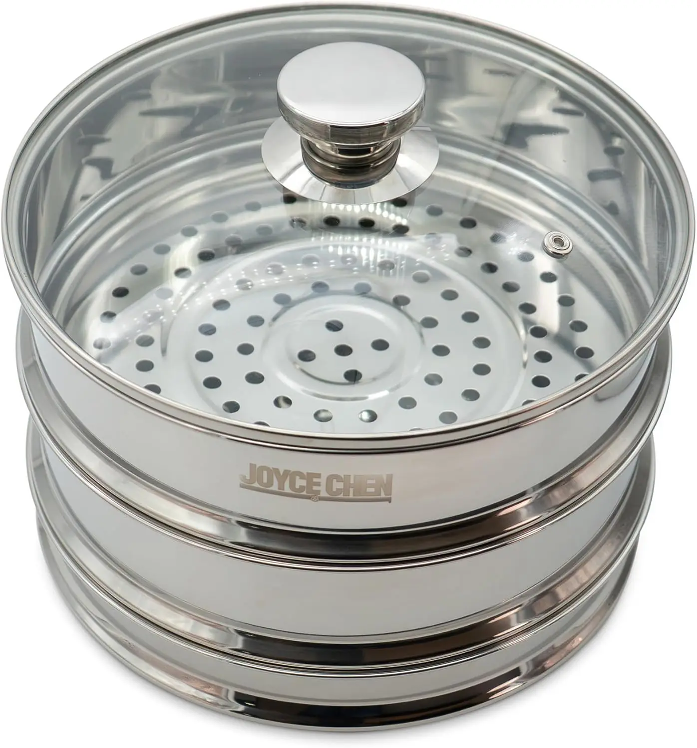 

Stainless Steel Two-Tier Steamer 10-Inch with Glass Lid & Wok Adapter Ring, 304 Stainless Steel, Dishwasher Safe for Healthy