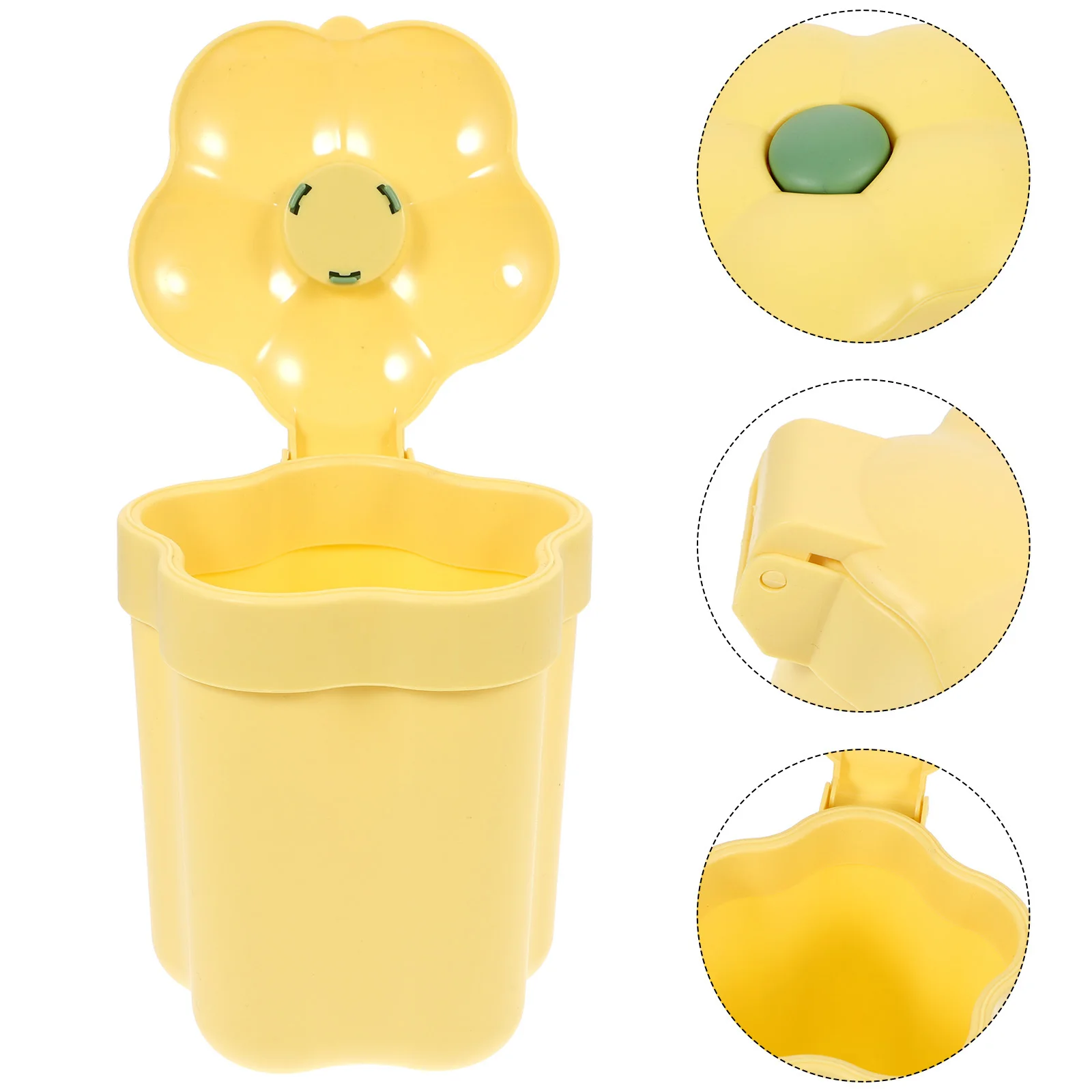 

Garbage Container Bin Bedroom Trash Can Cover Cute Yellow Plastic Recycling Office