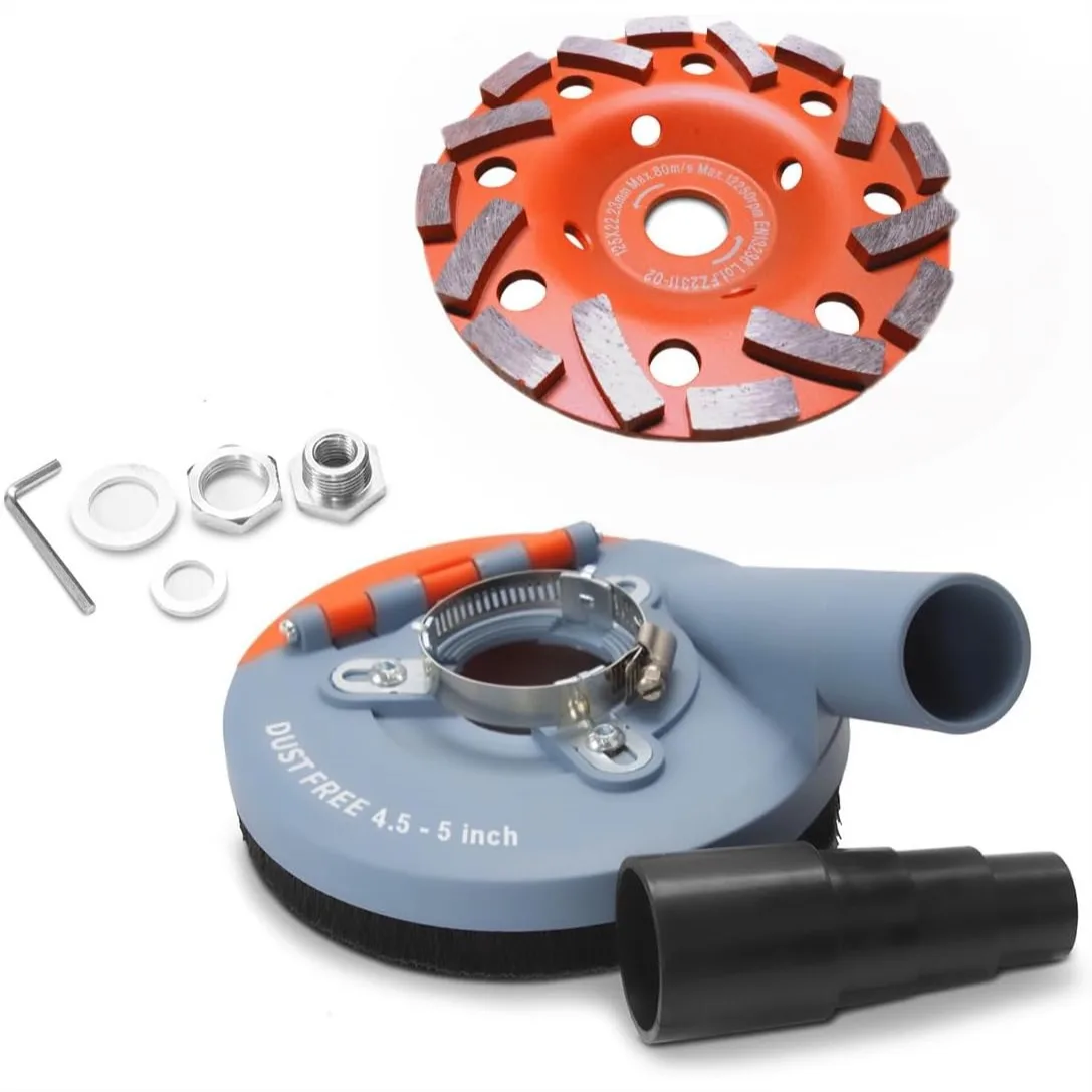 

Dust Shroud for Angle Grinder 4.5-5 inch with Diamond Grinding Cup Wheel, Universal Surface Grinding Shroud for Concrete and