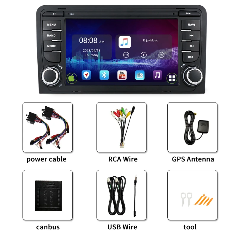 For Audi A3 8P S3 RS3 2003-2012 Android 12 Car Radio Multimedia Playback Video Player GPS Navigation Carplay, 4G, WiFi, DSP