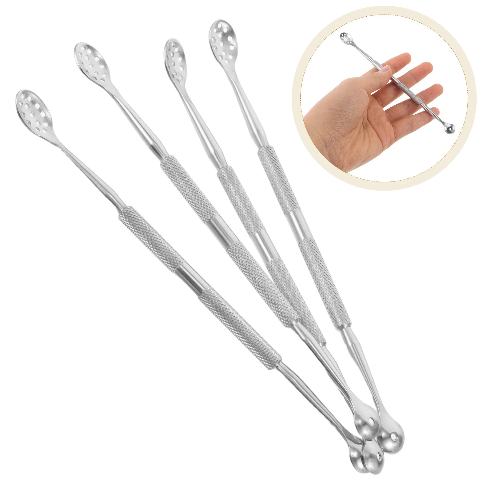 

4 Pcs Manicure Tools Finger Dead Skin Remover Steel Silver Stainless Dual Ended Cuticle