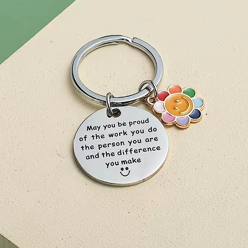 Thank You Appreciation Keychain Make a Difference Flower Keychain for Employee Coworker Social Worker Gifts for Nurse Teacher