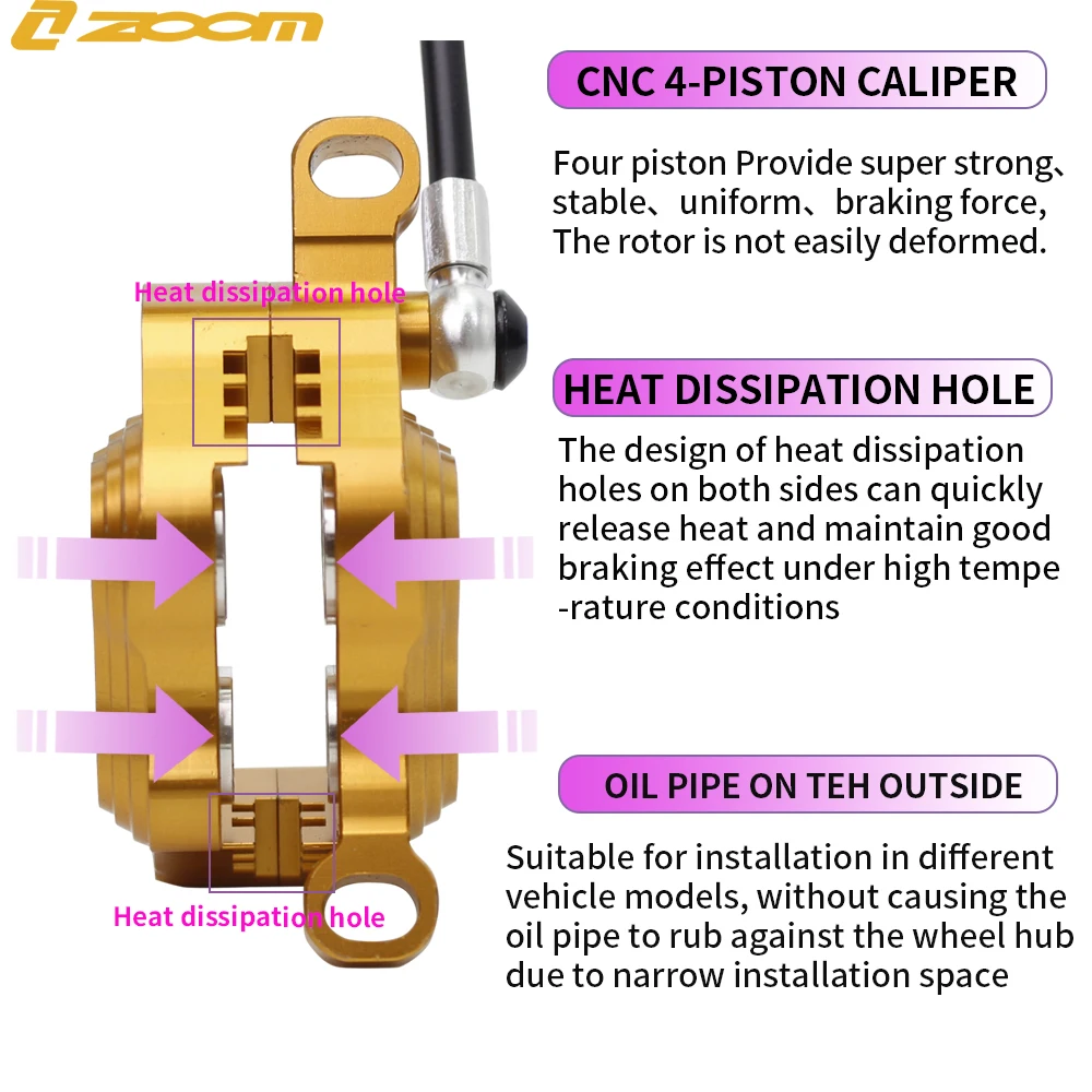 M4 4 Piston Hydraulic Disc Brake Bicycle Brake MTB AM HD 900/1550mm Mountain Clamp Brakes CNC Tech Mineral Oil AM New