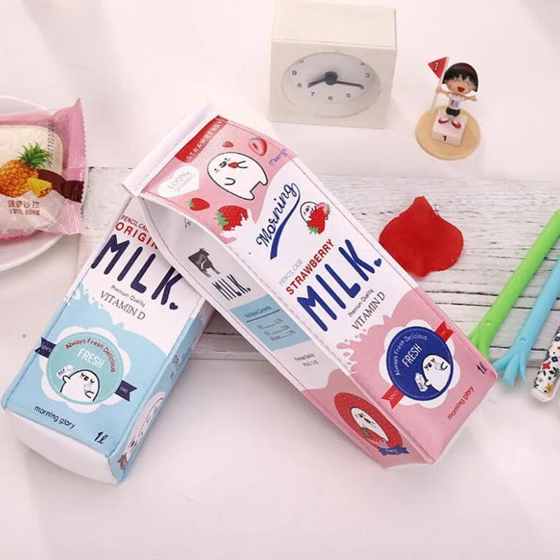 Creative Cute Milk Pencil-Case Milk Pencil Bag with Chinese Pencil Cases  Unusual Girl Pencil Case Boy School Supplies