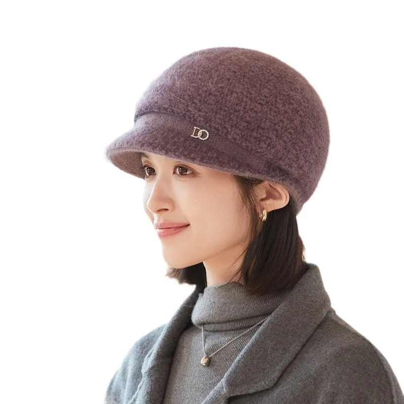 قبعة الخريف والشتاء للنساء قبعة أمي بريطانية أنيقة جديدة متعددة الاستخدامات سميكة ودافئة محبوكة