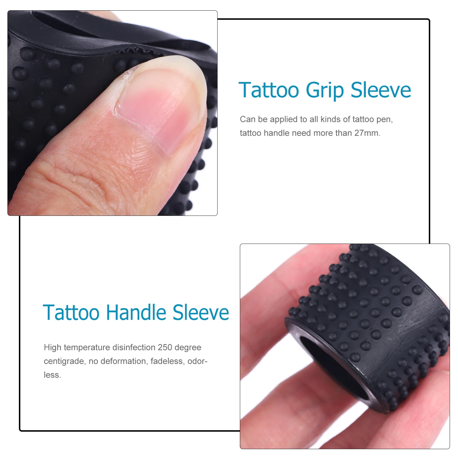 

1Pcs Tattoo Grip Cover Silicone Handle Sleeve High Temp Resistant No Deformation Black 25Mm Inner Diameter 37Mm Outer Diameter