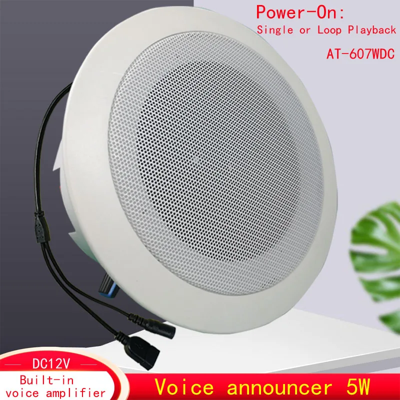 DC12V 5W Ceiling Speaker Voice Announcer, 3-Channel Short-Circuit Trigger Playback, Indoor Use