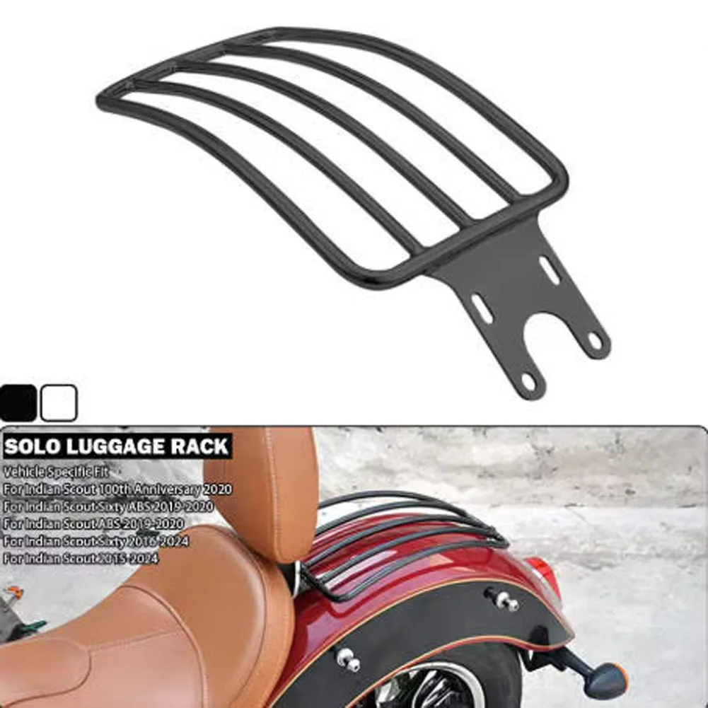 Motorcycle Solo Luggage Rack Passenger Fender Versatile Cargo Rack - Black/Chrome Fit For Indian Scout Sixty ABS 100th 2015-2024