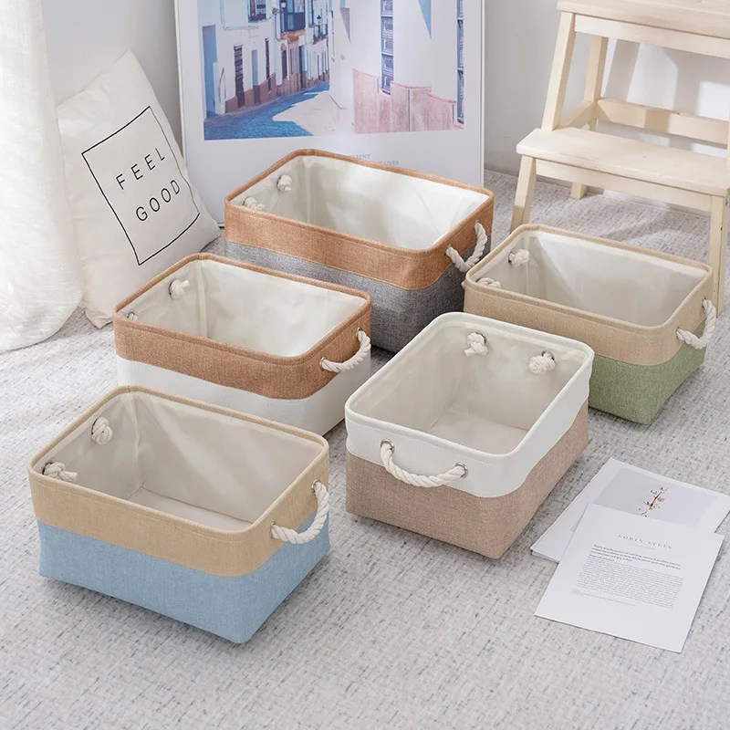 

Splicing Cotton and Linen, Thickened Clothes Dirty Clothes Basket, Foldable Storage Basket,Toy Underwear Storage Box, Washed