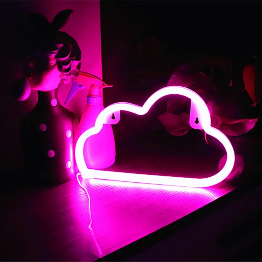 Colorful Clouds Neon Hanging Light Luminous Letter Decor Lighting Sign Art Night Lamp Xmas Birthday Gift Wedding Party Wall Lamp