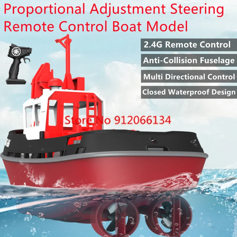 Wireless Waterproof Electric RC Boat Tugboat 1:72 Multi Directional Driving Steering Adjustment High Speed Remote Control Boat