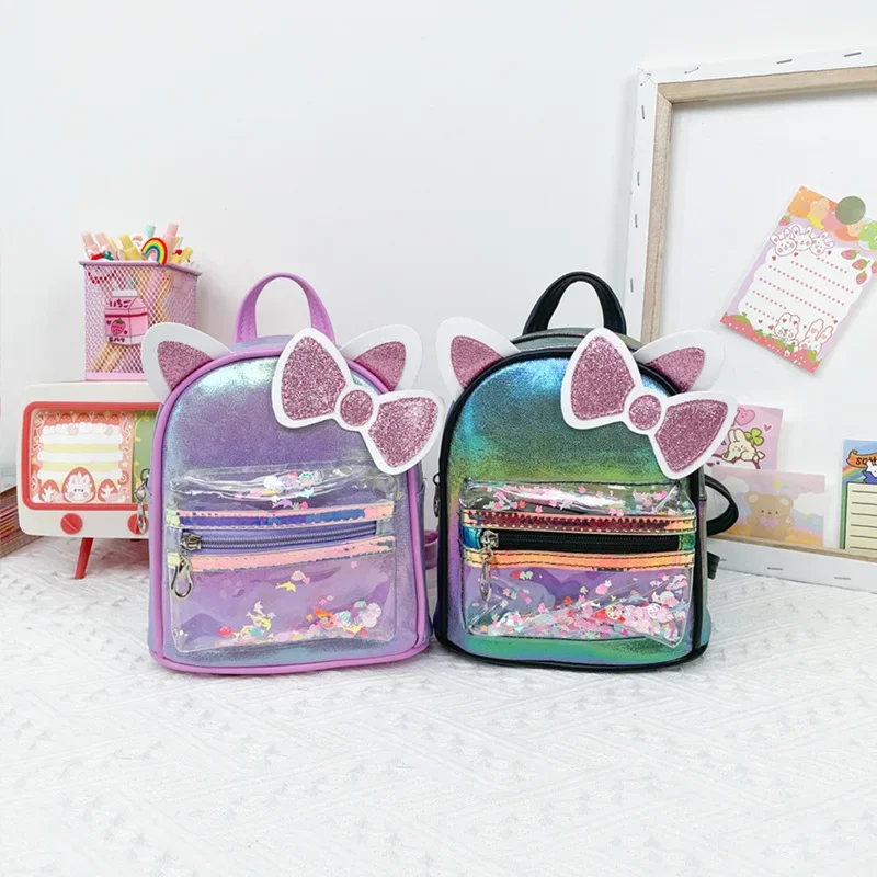 Cute Backpack Colorful Sequins School Bags Transparent Shoulder Bag Cartoon Fashion Handbag Trendy Backpacks Minimalist Backpack