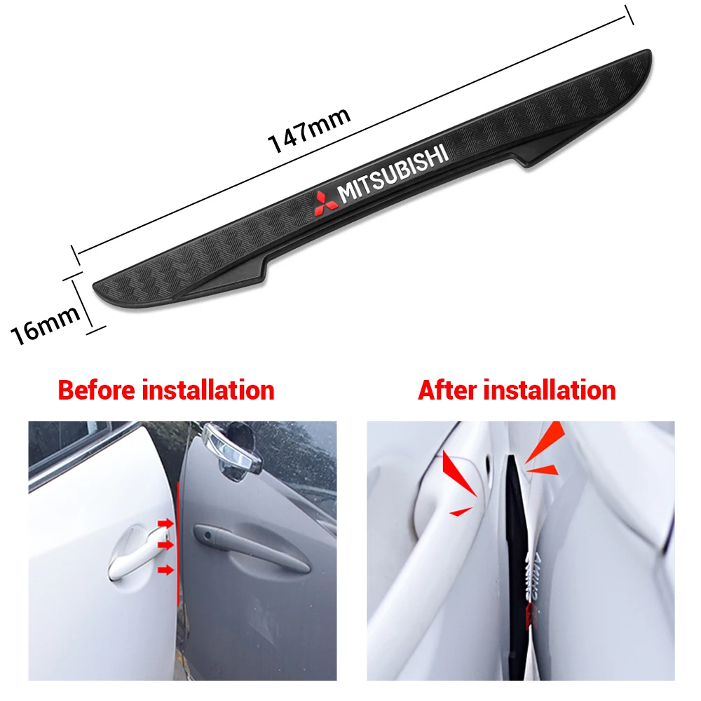 4pcs Rubber Car Door Edge Protector Stickers Anti Collision Strips For Mitsubishi Lancer 9 10 Outlander 3 Asx L200 Pajero etc