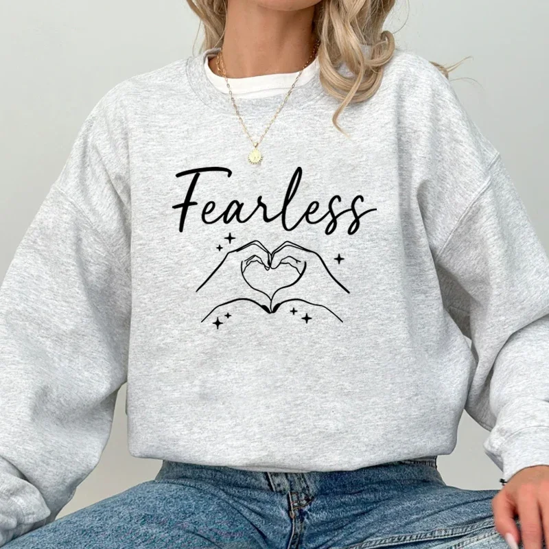 الفتيات عصر لا يعرف الخوف بلوزات Harajuku البلوز اليد قلوب لا يعرف الخوف جولة موسيقية مقنعين البلوز ملابس نسائية عادية #4