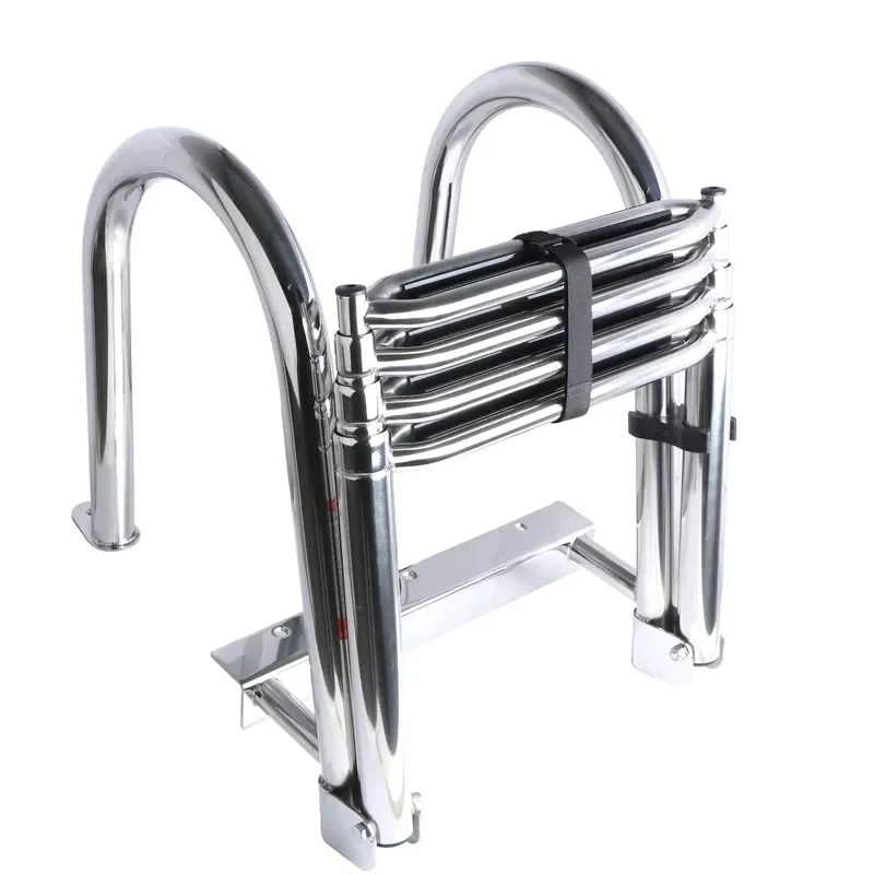 316 Stainless Steel Telescopic Boat Ladder High Mirror Polished Silver Marine Pontoon Accessories New Design Durable Swimming