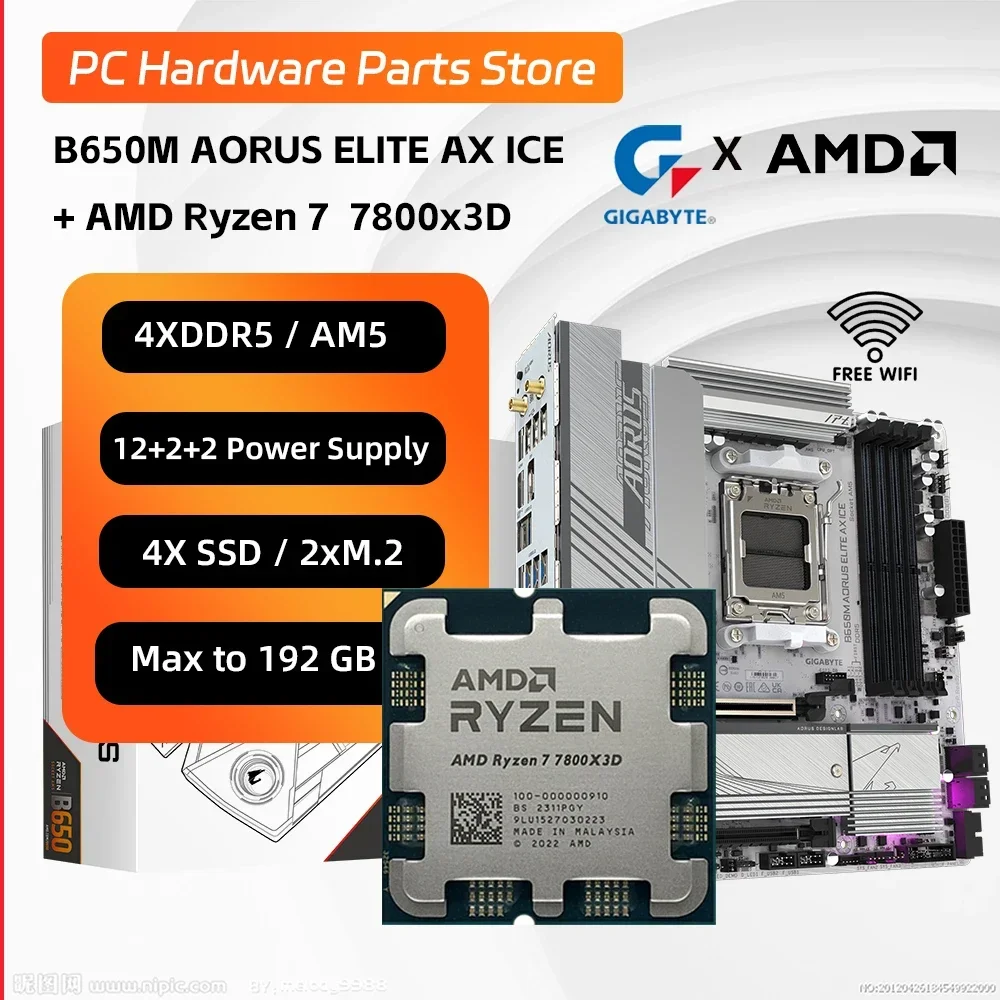 

AMD Ryzen 7 7800x3d с блоком питания GIGABYTE B650M AORUS ELITE AX ICE с поддержкой охлаждения M.2 Armor4xDDR5 12 + 2 + 2