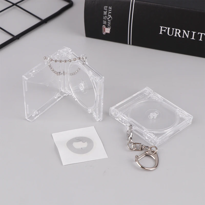 1Set Blank Album Mini CD Case Key Chain For DIY Backpack Hanging Decor Keychain Pendant