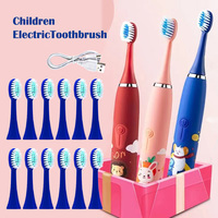 Children's Sonic Electric Toothbrush Automatic Waterproof IPX7 Cleaning Brush Cartoon Kids With 12pcs Replacement Brush Heads