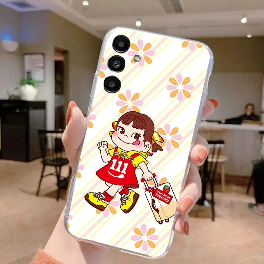 Fujiya Milky P-Pekos Anime C-Chans Phone Case For Samsung Galaxy A52 A12 A51 S21 Edge S22ULTRA S23 S20LITE Plus Ultra Black Cove