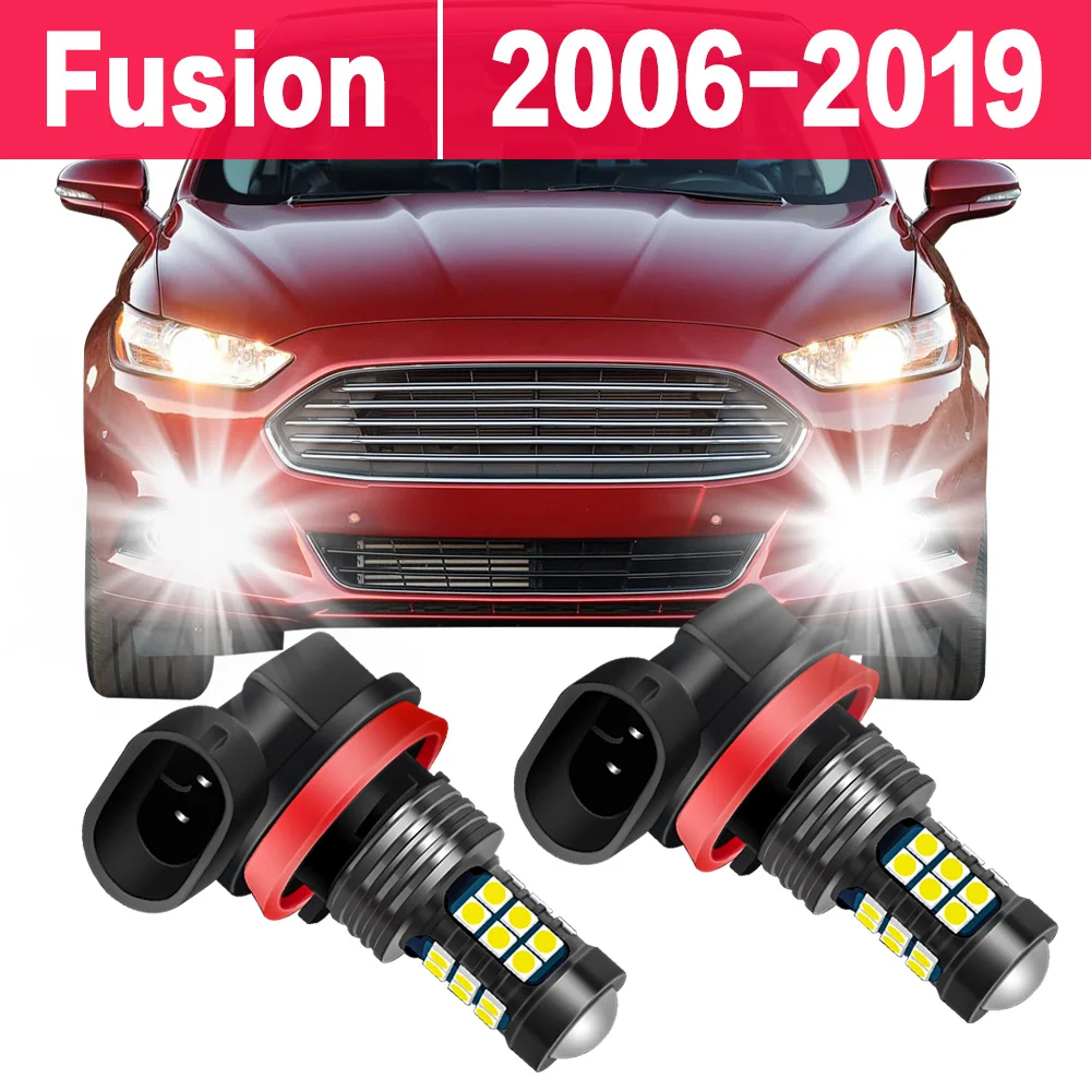 2X Car LED Fog Light Bulb For Ford Fusion 2006-2019 2010 2011 2012 2013 2014 2015 2016 2017 2018 Accessories Auto Front Fog Lamp