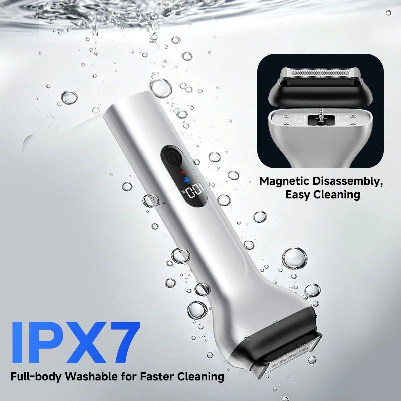 Men's Reciprocating Electric Shaver IPX7 Waterproof Wet & Dry LED Display for Coarse Beard