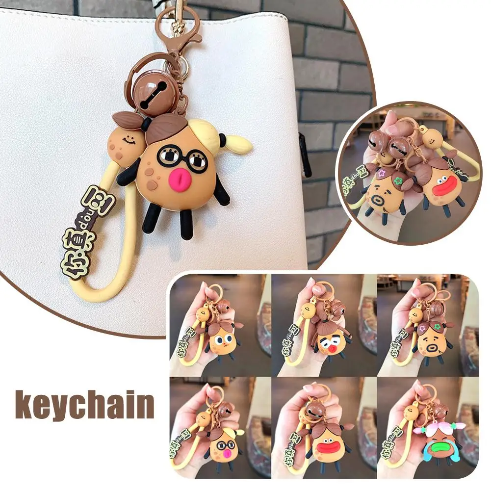 Funny Potatoes Braided Doll Key Chain Big Eyes Sausage Pendant Decoration Mouth Ugly Keychain Hanging Stuff Cute F3L0