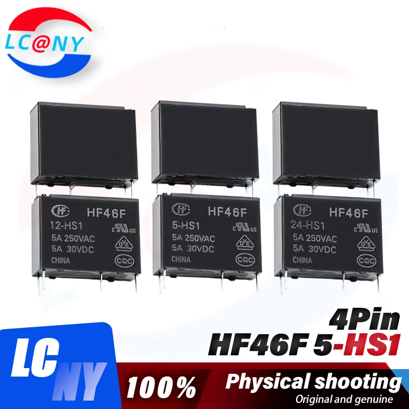 5Pcs HF Relay HF46F HF46F-005-HS1 HF46F-012-HS1 HF46F-024-HS1 HS1T 5A 4PIN 5V 12V 24V Power Relays Replaceable G5NB ALDP112