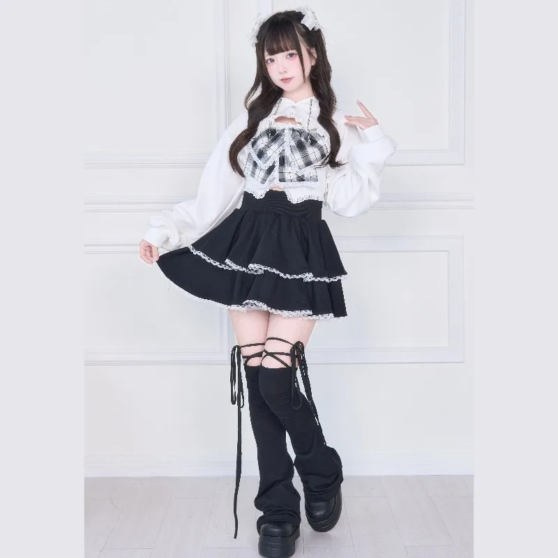 Lolita Sweet Y2k Bowknot Vest Dress And Short Sweatshirt 2-Piece Set SC Mine Series Japanese Subculture Mass-Produced Liz Suit
