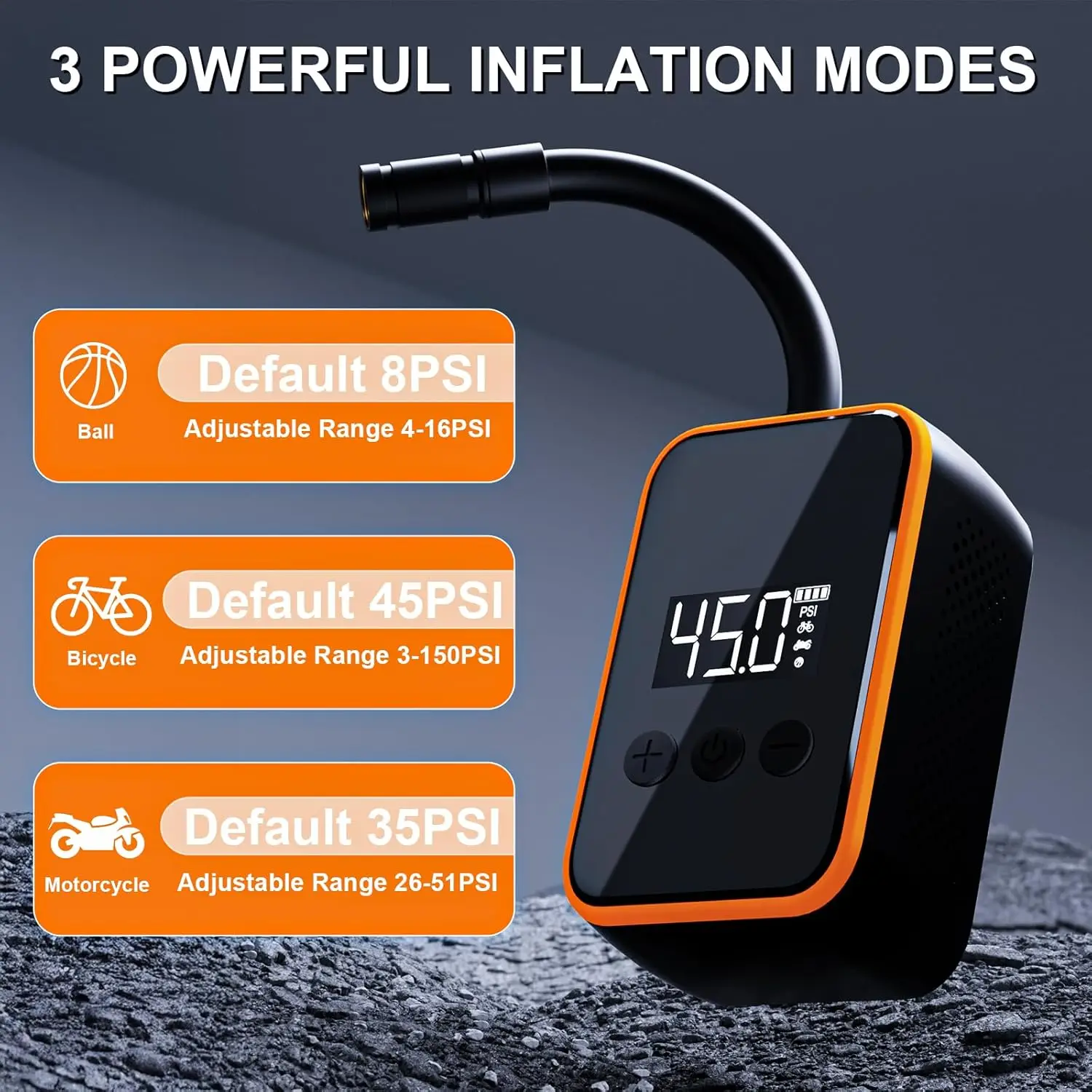 مضخة إطار دراجة كهربائية صغيرة، نفخ سريع 20 ثانية، 150 رطل لكل بوصة مربعة مع مقياس، مضخة هواء محمولة للدراجات الجبلية والطرق، دراجة نارية، Ba