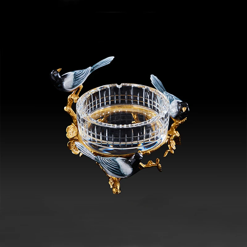 brass living room crystal round ashtray simple desktop creative animal imitation decoration